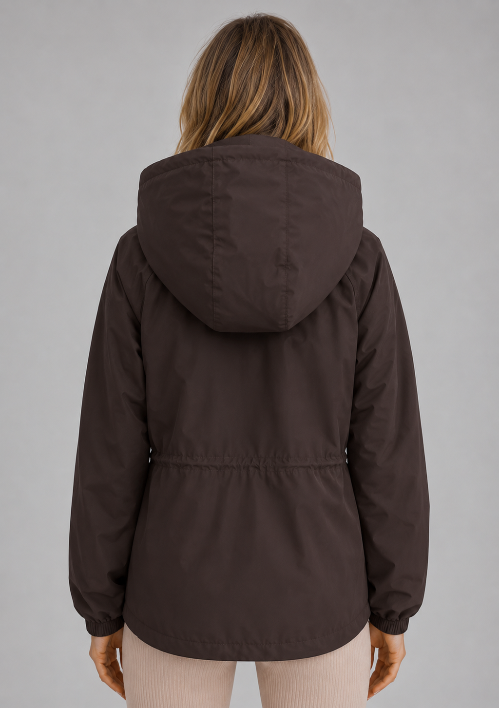 Women’s Hooded Rain Jacket – Water & Wind Resistant Drawstring Coat