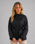 Women’s Hooded Rain Jacket – Water & Wind Resistant Drawstring Coat