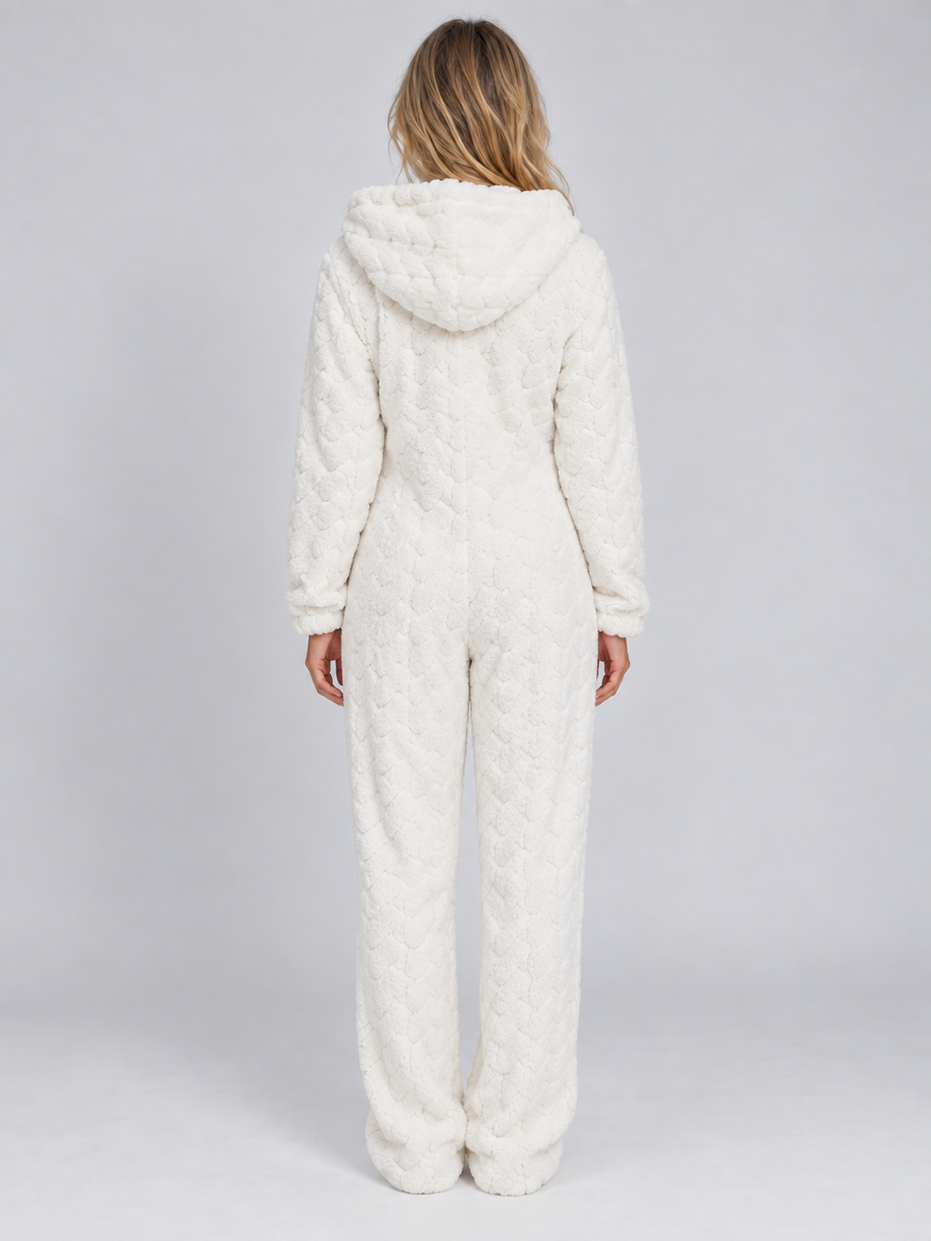 Women’s Hooded Teddy Fleece Jumpsuit – Full Zip Fluffy Lounge Onesie