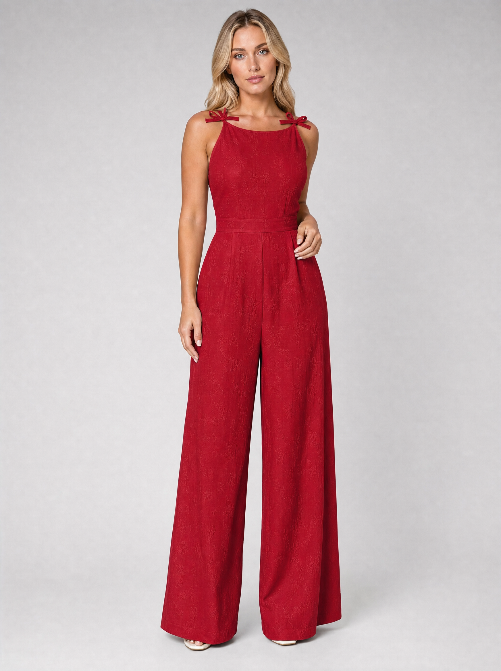 Women’s Jacquard Wide Leg Jumpsuit – Summer Occasion Style