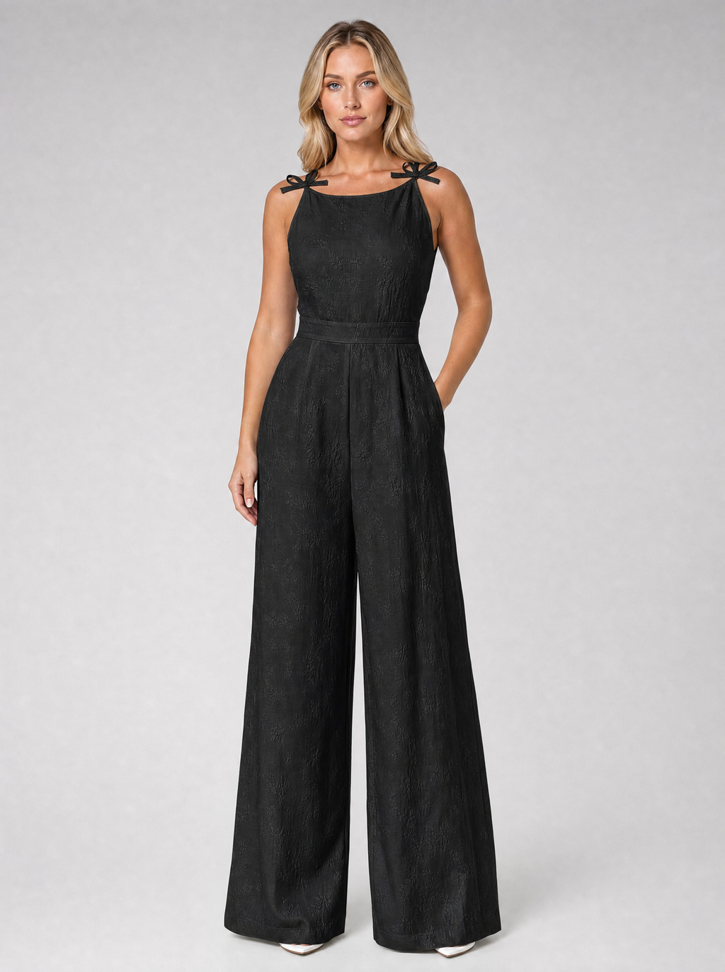 Women’s Jacquard Wide Leg Jumpsuit – Summer Occasion Style