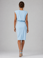 Women’s Keyhole Neck Midi Dress – Ruched Waist Elegant Fit