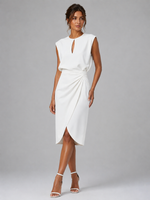 Women’s Keyhole Neck Midi Dress – Ruched Waist Elegant Fit