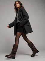 Women’s Knee-High Biker Boots – Buckle Detail Low Heel Boots