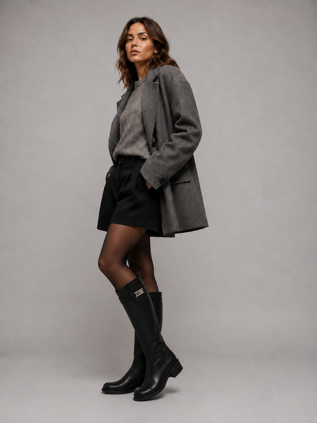 Women’s Knee High Leather Look Riding Boots – Buckle Detail Flat Boots