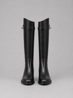 Women’s Knee High Leather Look Riding Boots – Buckle Detail Flat Boots
