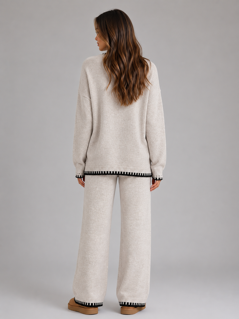 Women’s Knitted Co-Ord Set – Relaxed Jumper & Wide Leg Trousers
