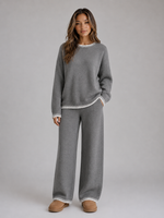 Women’s Knitted Co-Ord Set – Relaxed Jumper & Wide Leg Trousers