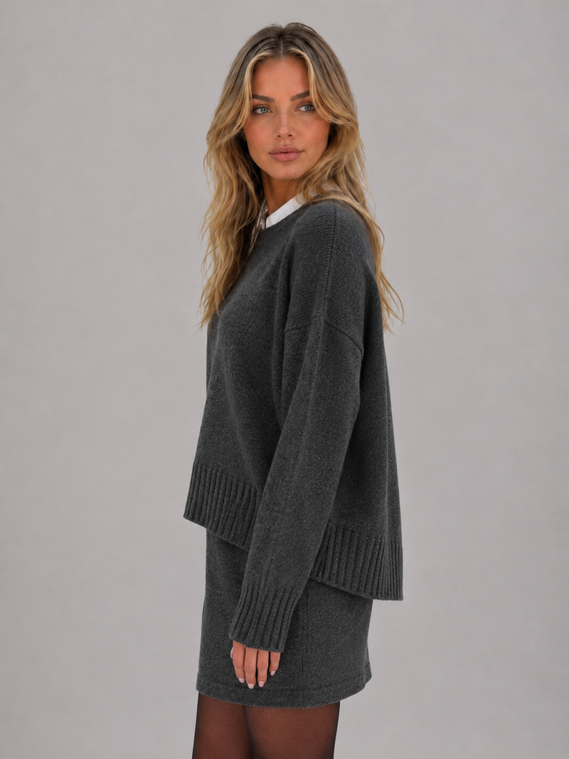 Women’s Knitted Jumper & Mini Skirt Co-Ord Set – Relaxed Two-Piece Outfit