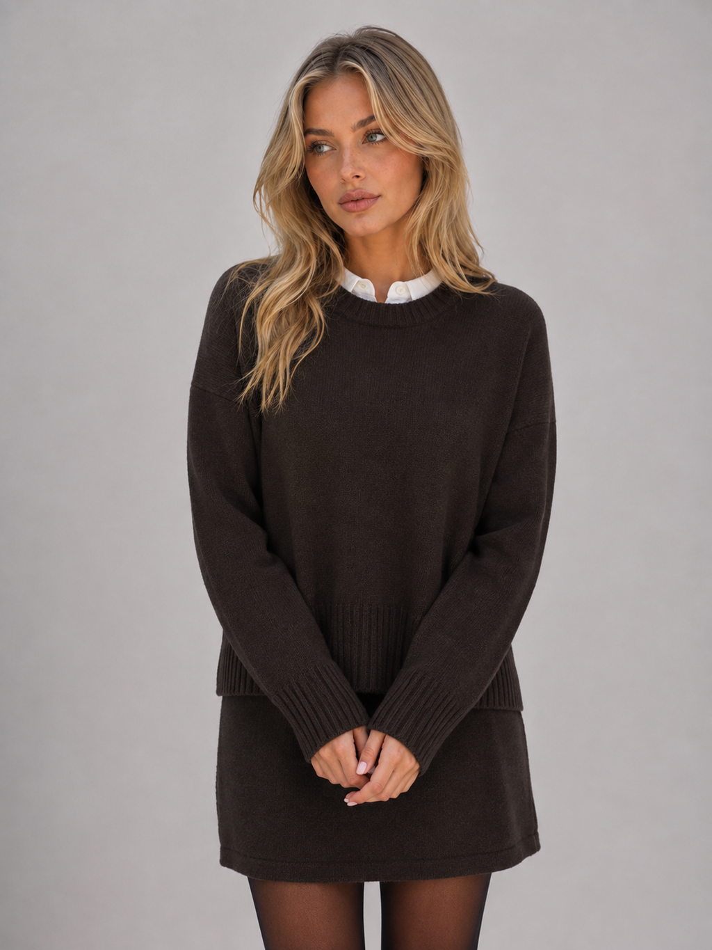 Women’s Knitted Jumper & Mini Skirt Co-Ord Set – Relaxed Two-Piece Outfit
