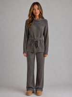 Women’s Knitted Two-Piece Set – Roll Neck Jumper & Wide Leg Trousers Outfit