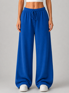 Women’s Knitted Wide Leg Trousers – High Waist Drawstring Pants