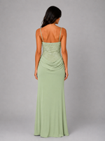 Women's Lace Bodice Maxi Dress – Ruched Evening Gown