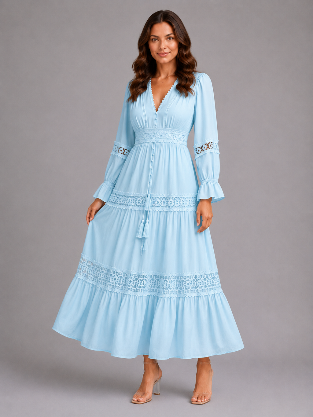 Women’s Lace Trim Maxi Dress – Summer Occasion Style