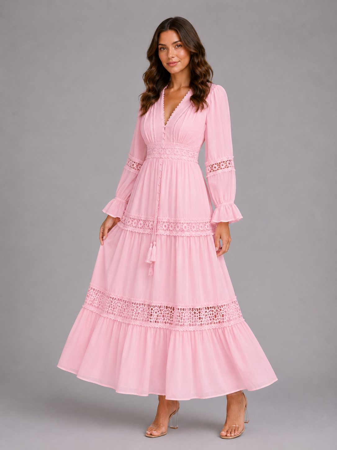 Women’s Lace Trim Maxi Dress – Summer Occasion Style