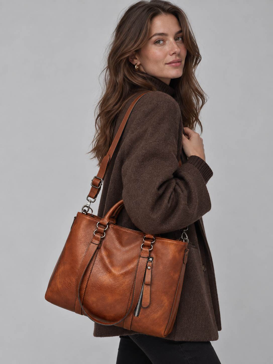 Women’s Large Leather Tote Bag – Shoulder & Crossbody Handbag