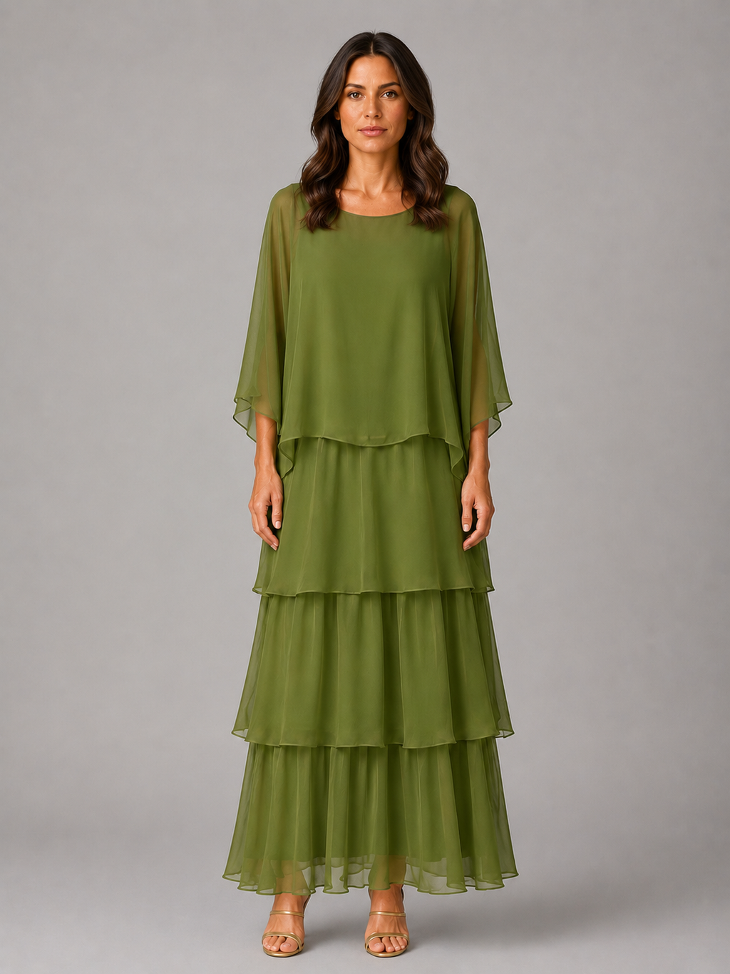 Women's Layered Chiffon Maxi Dress – Elegant Flowing Silhouette – Montleigh