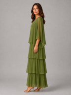 Women's Layered Chiffon Maxi Dress – Elegant Flowing Silhouette