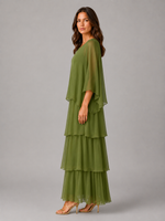 Women's Layered Chiffon Maxi Dress – Elegant Flowing Silhouette