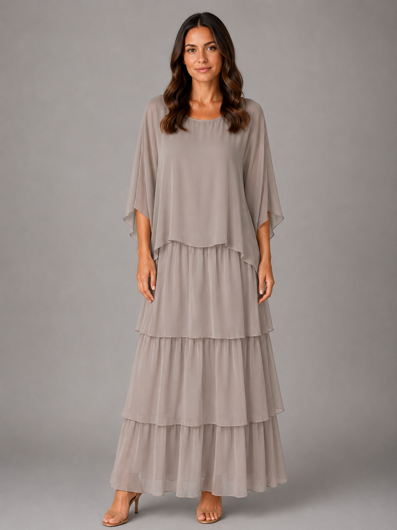 Women's Layered Chiffon Maxi Dress – Elegant Flowing Silhouette – Montleigh