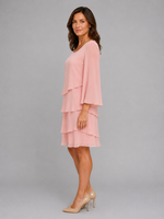 Women's Layered Chiffon Shift Dress – Flowing Silhouette