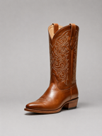 Women’s Leather Cowboy Boots – Embroidered Western Heel Boots