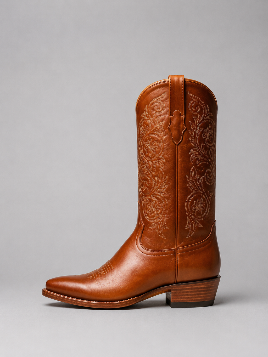 Women’s Leather Cowboy Boots – Embroidered Western Heel Boots