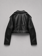 Women's Leather Look Biker Jacket – Relaxed Fit Belted Moto Style