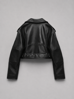 Women's Leather Look Biker Jacket – Relaxed Fit Belted Moto Style
