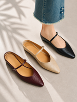 Women’s Leather Mary Jane Mules – Pointed Toe Minimal Design