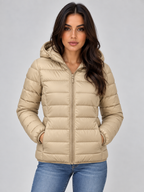 Women’s Lightweight Hooded Puffer Jacket – Quilted Zip-Up Coat