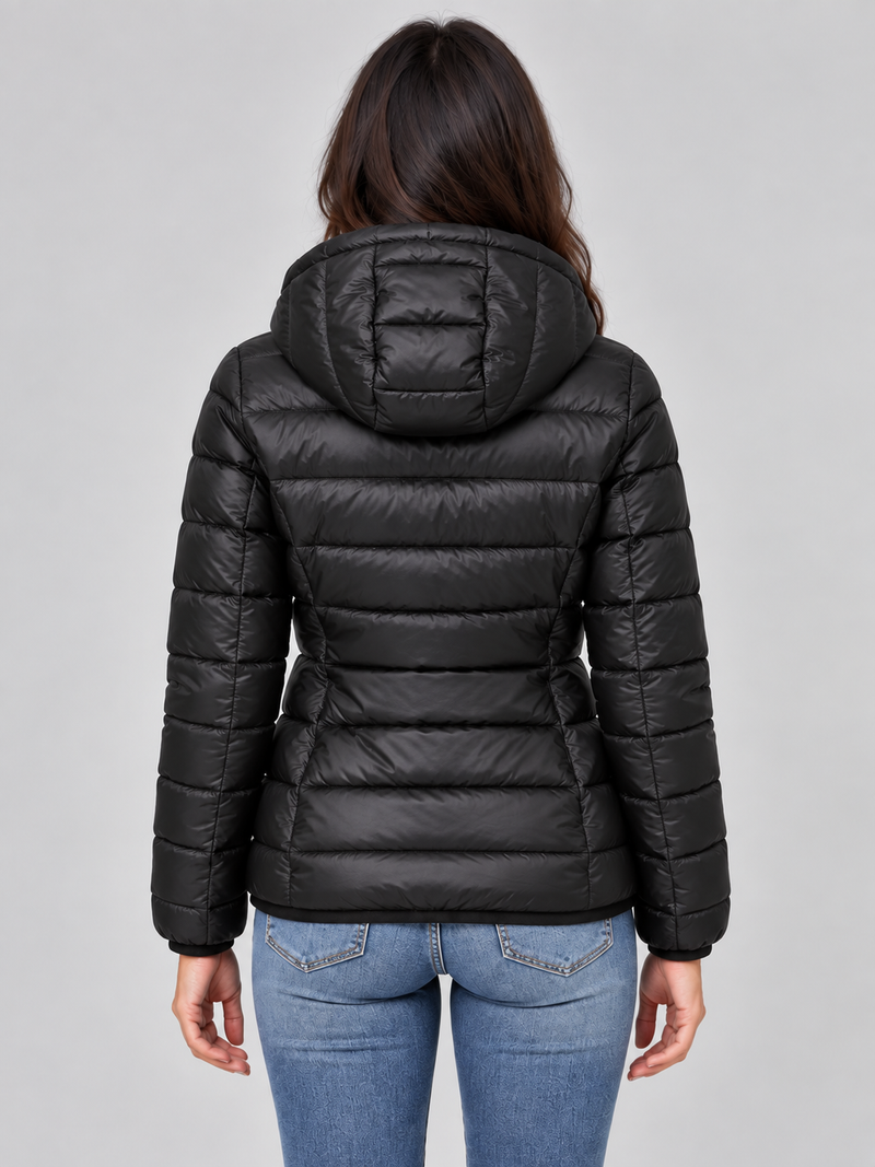 Women’s Lightweight Hooded Puffer Jacket – Quilted Zip-Up Coat
