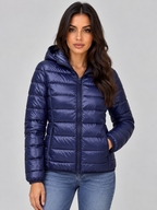 Women’s Lightweight Hooded Puffer Jacket – Quilted Zip-Up Coat
