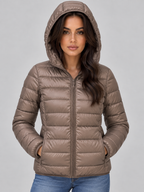Women’s Lightweight Hooded Puffer Jacket – Quilted Zip-Up Coat