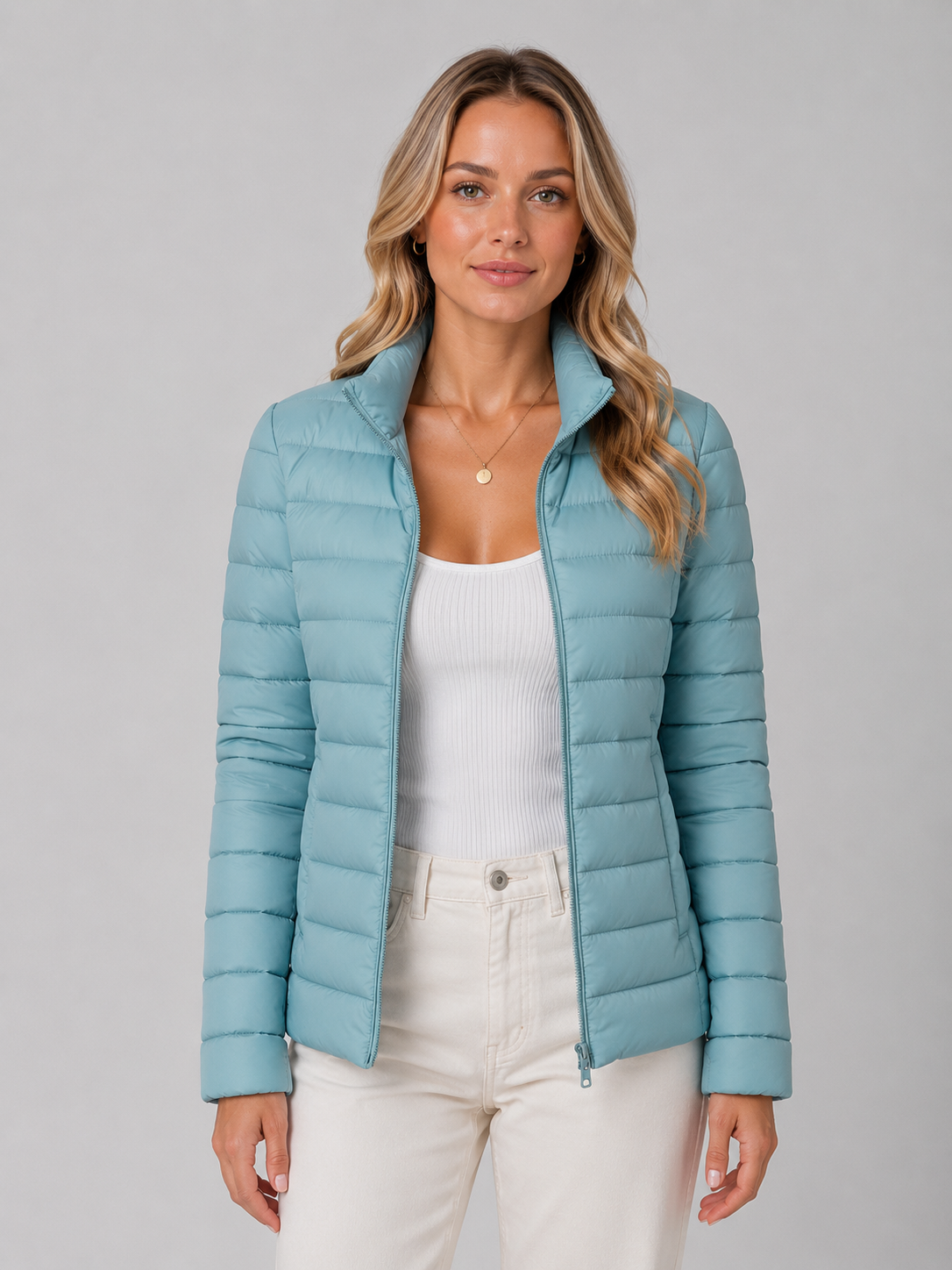 Women’s Lightweight Puffer Summer Jacket – Slim Fit Zip-Up Coat