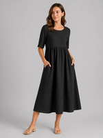 Women’s Linen Look Midi Dress – Flattering Style