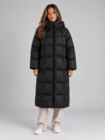 Women’s Long Hooded Puffer Coat – Padded Full Zip Winter Jacket