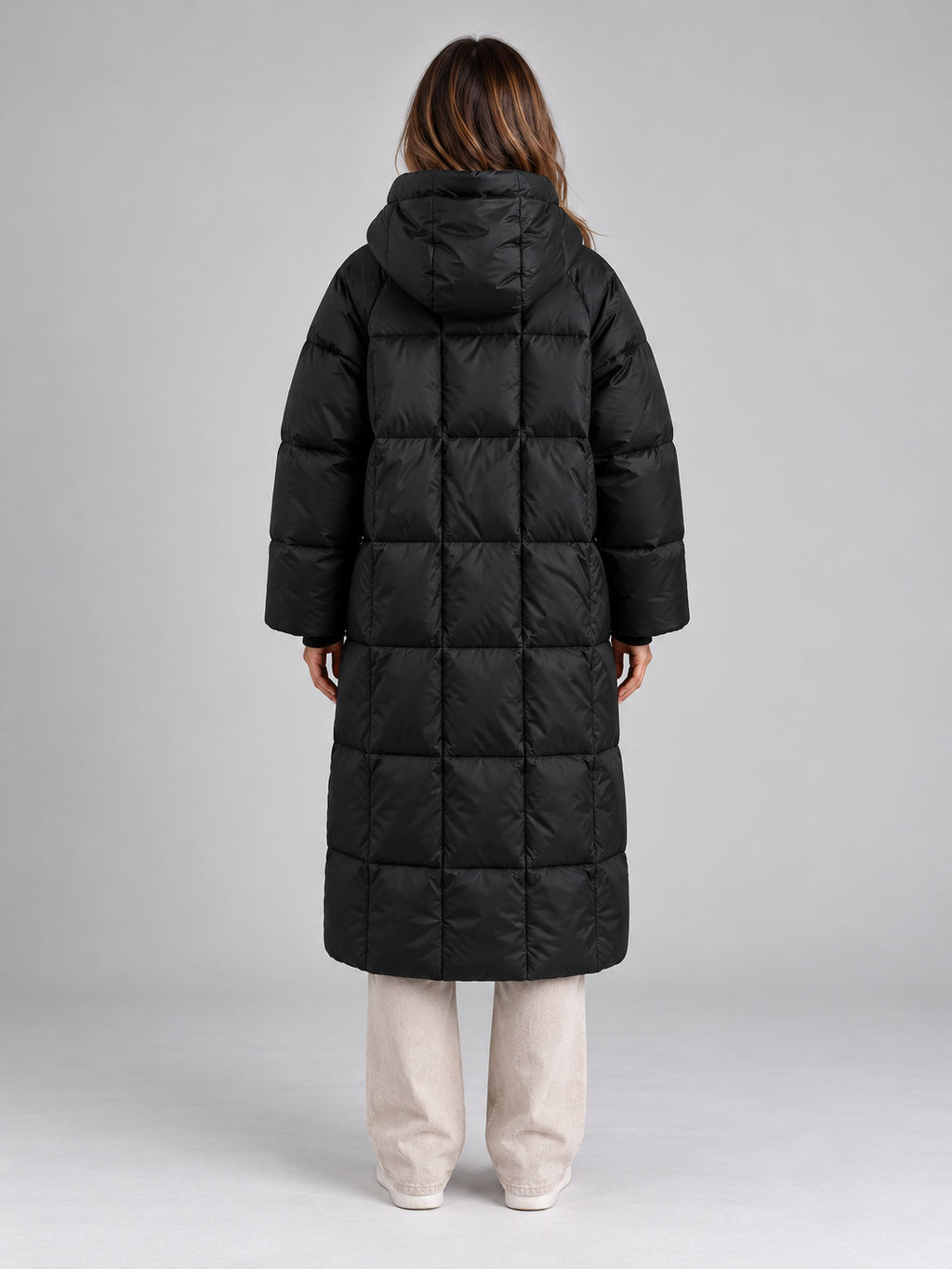 Women’s Long Hooded Puffer Coat – Padded Full Zip Winter Jacket