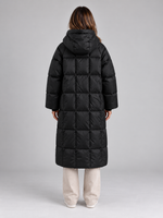 Women’s Long Hooded Puffer Coat – Padded Full Zip Winter Jacket