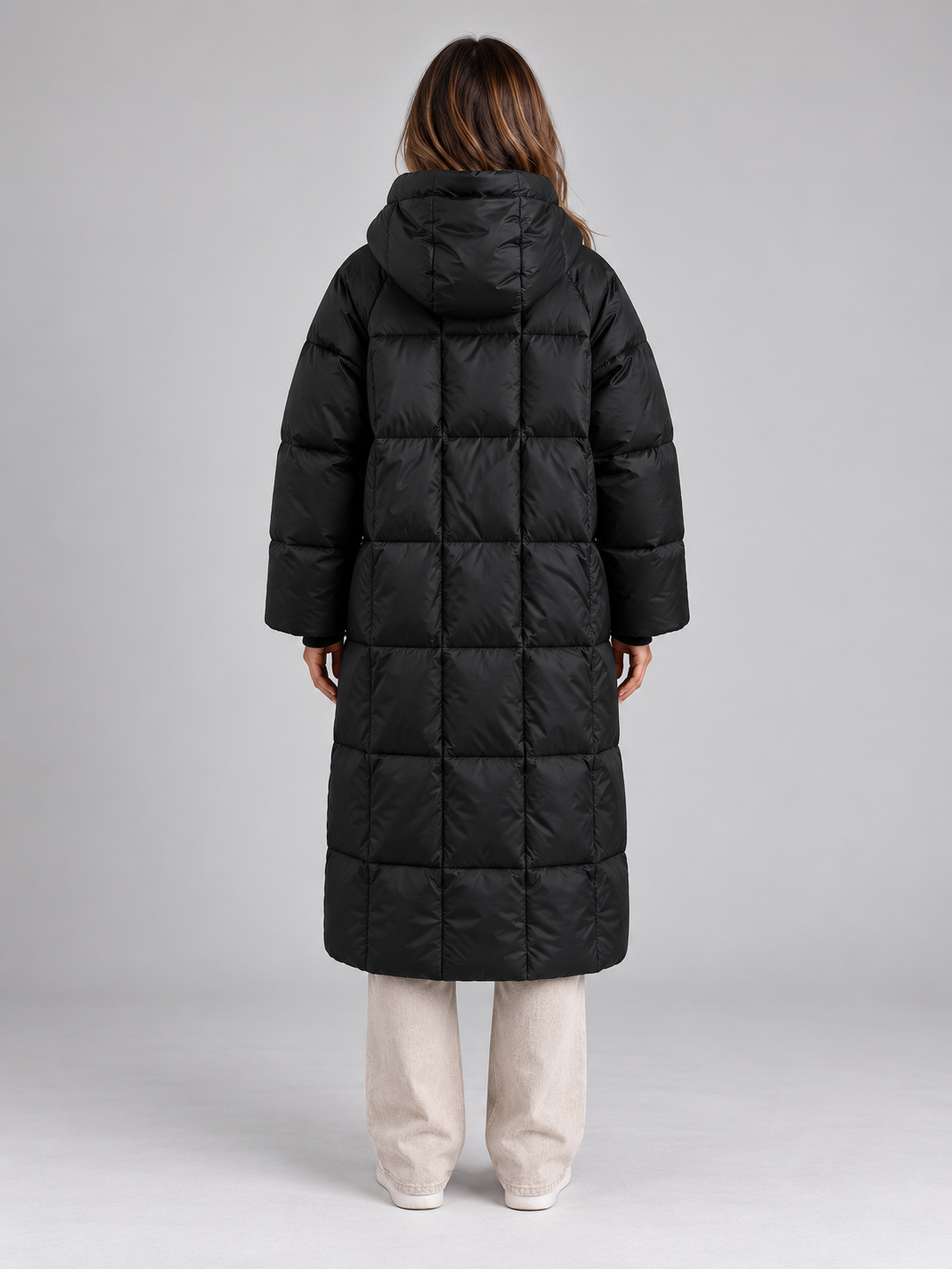 Women’s Long Hooded Puffer Coat – Padded Full Zip Winter Jacket