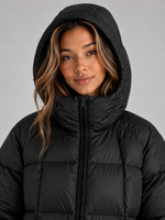 Women’s Long Hooded Puffer Coat – Padded Full Zip Winter Jacket