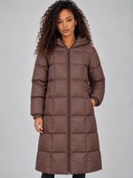 Women’s Long Hooded Puffer Coat – Full Zip Padded Winter Jacket
