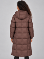 Women’s Long Hooded Puffer Coat – Full Zip Padded Winter Jacket