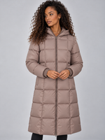 Women’s Long Hooded Puffer Coat – Full Zip Padded Winter Jacket