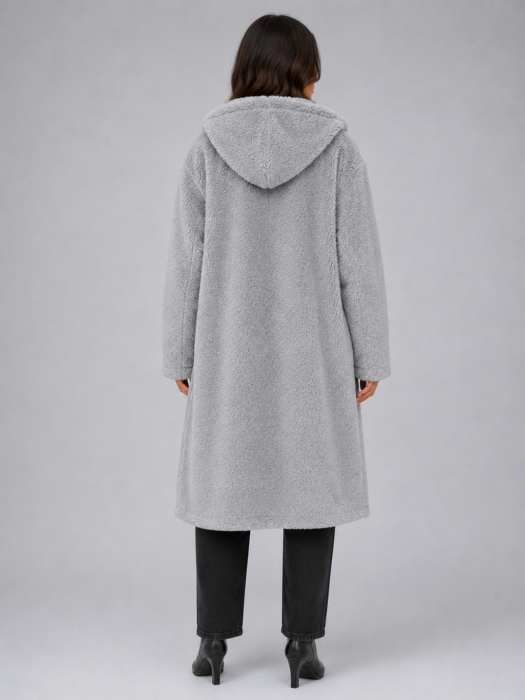 Women’s Long Hooded Teddy Coat – Oversized Borg Winter Coat