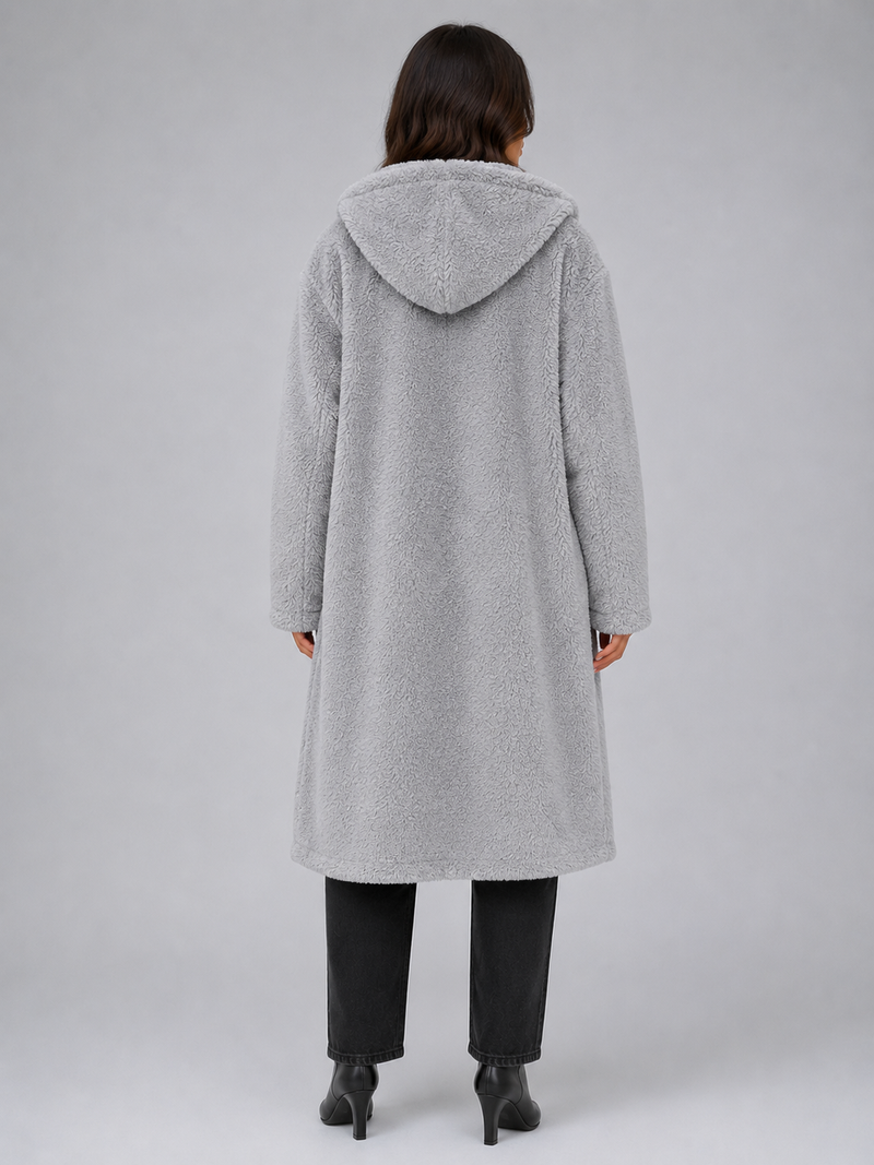 Women’s Long Hooded Teddy Coat – Oversized Borg Winter Coat