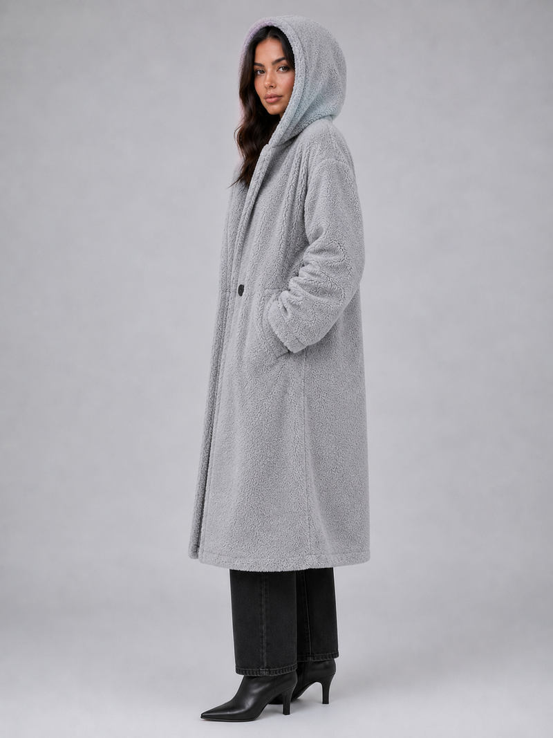 Women’s Long Hooded Teddy Coat – Oversized Borg Winter Coat