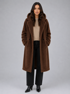 Women’s Long Hooded Teddy Coat – Oversized Borg Winter Coat