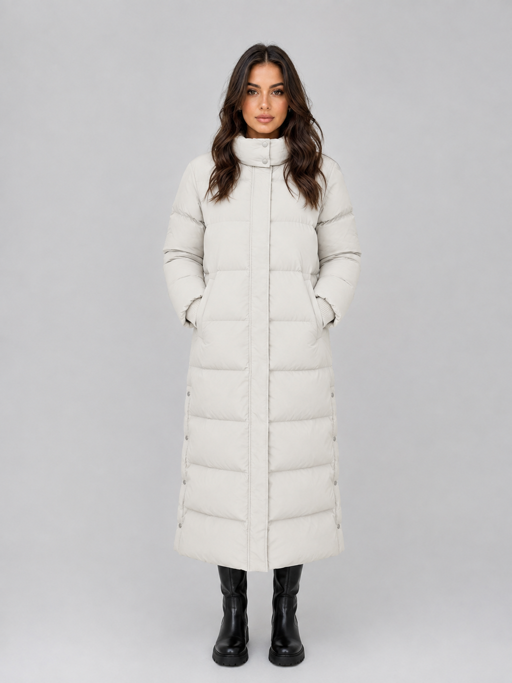 Women’s Long Puffer Coat – Hooded Padded Winter Jacket