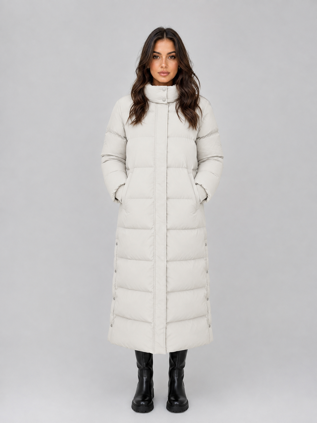 Women’s Long Puffer Coat – Hooded Padded Winter Jacket